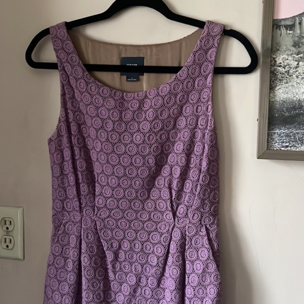 Anthro | Maeve Dusty Lilac “Gathered Lace” Eyelet Dress Size 2 Euro Summer - Picture 5 of 10